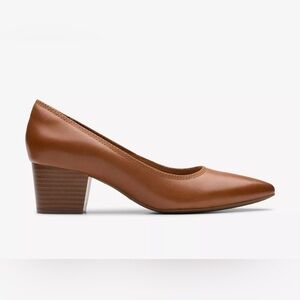 NEW Clarks Ellanie Hope Tan Leather Pumps, 8.5